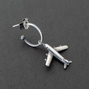 Handmade 925 sterling silver 'Airplane' earring for men Emmanuela - handcrafted for you