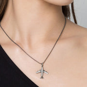 Sterling silver airplane necklace pendant, gift for her | Emmanuela®