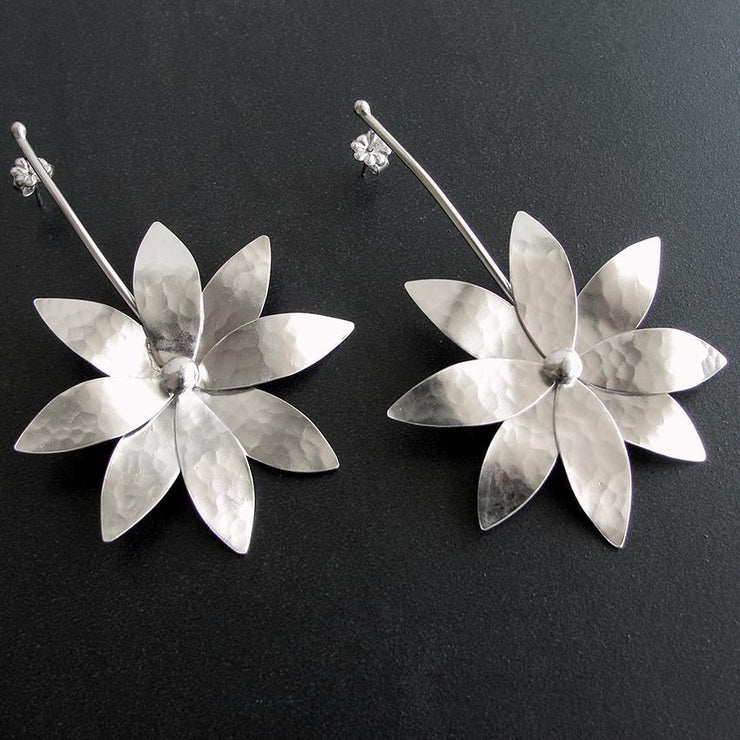 Handmade 925 sterling silver Big 'daisy flower' earrings Emmanuela - handcrafted for you