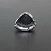 Handmade 925 sterling silver Black ring for men Emmanuela - handcrafted for you