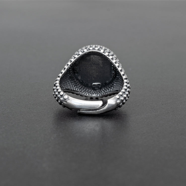 Handmade 925 sterling silver Black ring for men Emmanuela - handcrafted for you