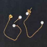 Handmade 925 sterling silver Chain earrings with pearls Emmanuela - handcrafted for you