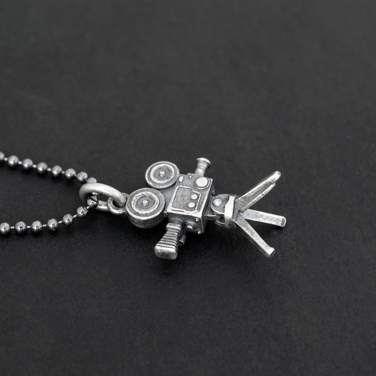 Handmade 925 sterling silver 'Cinema camera' necklace for men Emmanuela - handcrafted for you
