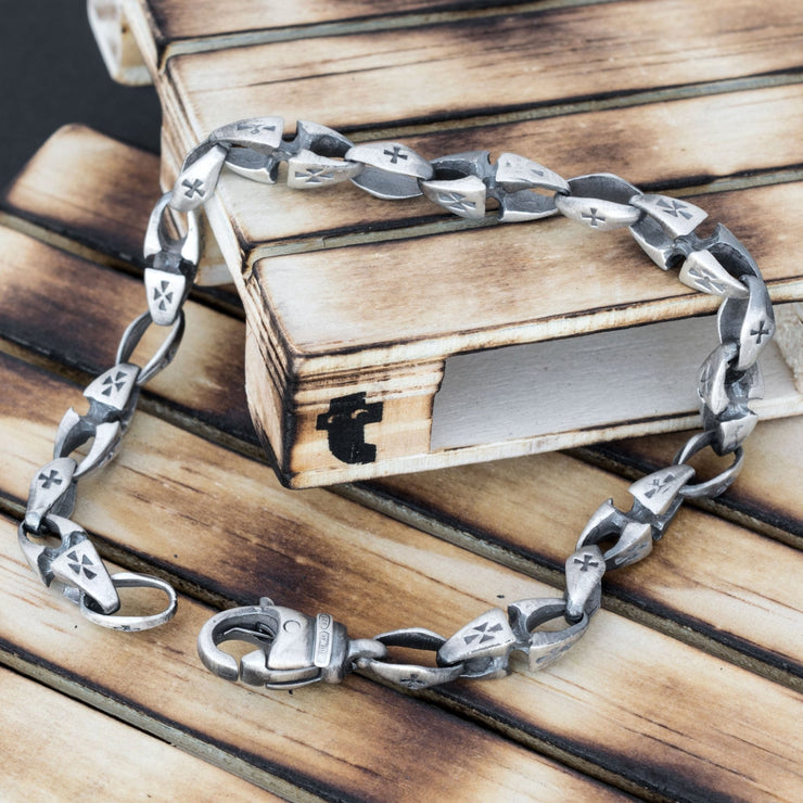 Handmade 925 sterling silver Cross chain bracelet for men Emmanuela - handcrafted for you