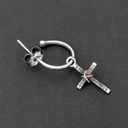 Sterling silver dangling cross earring for men | Emmanuela® men's gift
