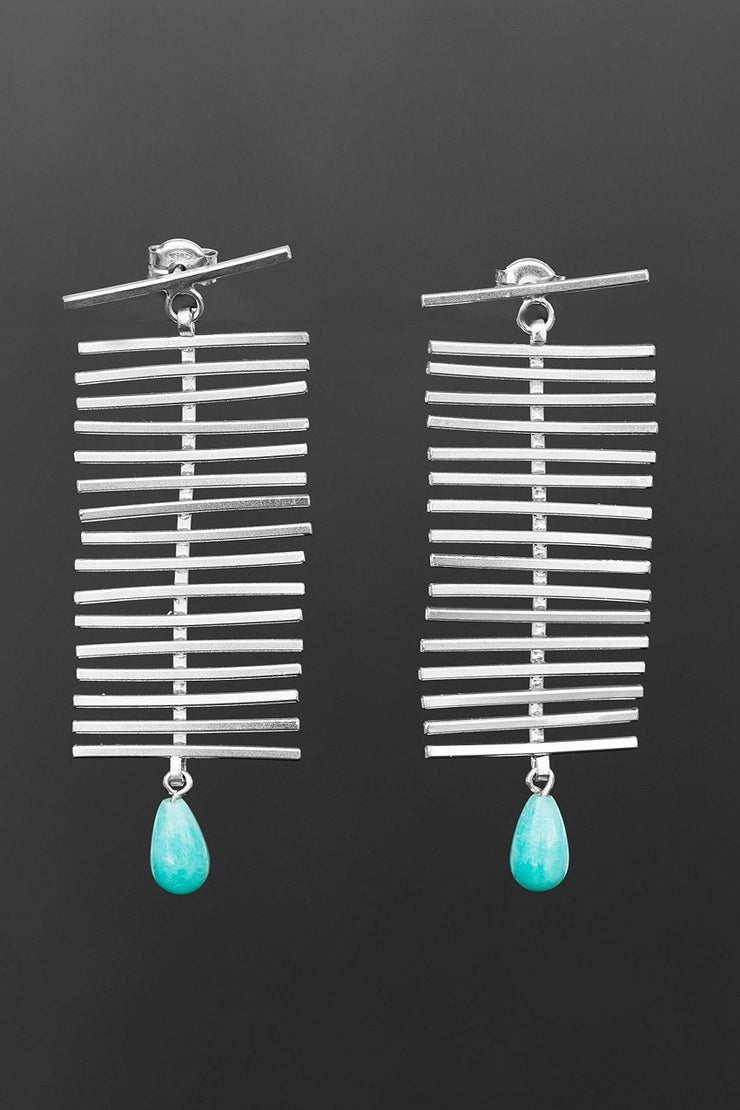 Handmade 925 sterling silver 'Fish bone' earrings Emmanuela - handcrafted for you