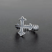 Handmade 925 sterling silver Fleur cross ring for men Emmanuela - handcrafted for you