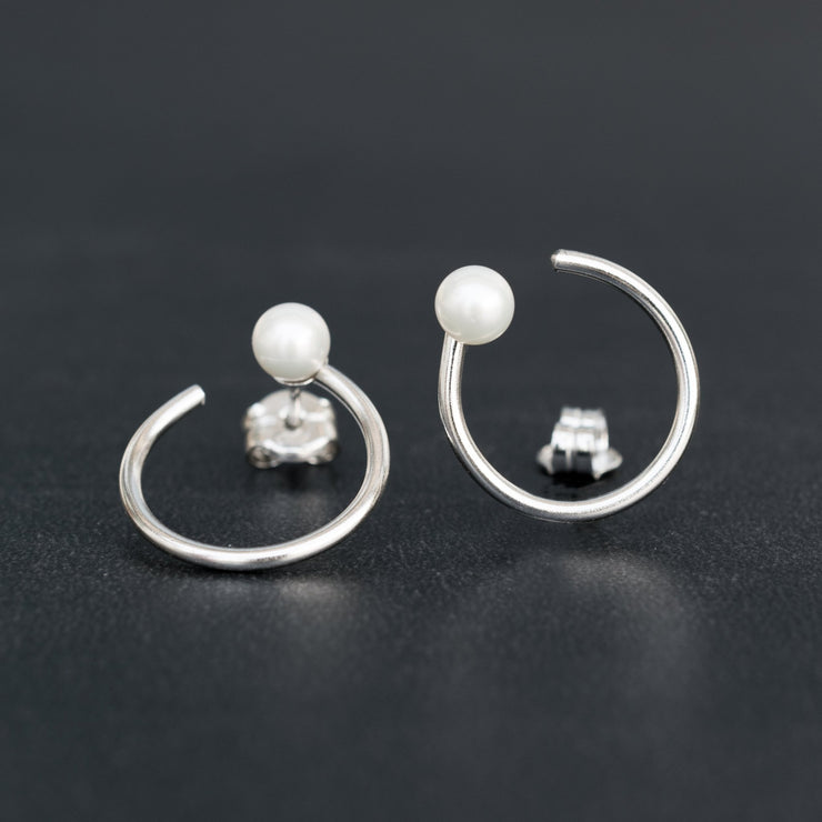 Handmade 925 sterling silver Hoop earrings with pearls or gemstones Emmanuela - handcrafted for you