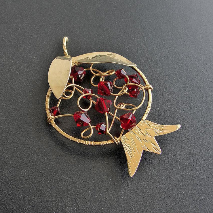 Handmade 925 sterling silver 'Pomegranate' brooch Emmanuela - handcrafted for you