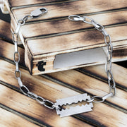 Razor blade sterling silver chain bracelet for men | Emmanuela®gifts