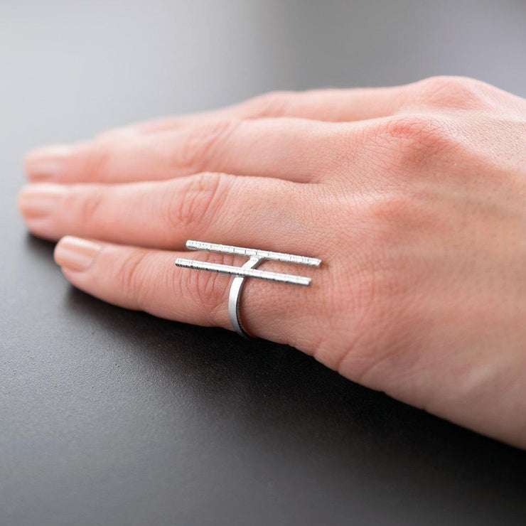 Handmade 925 sterling silver Ring with bars Emmanuela - handcrafted for you