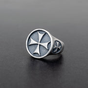 Handmade 925 sterling silver Ring with Maltese Cross for men Emmanuela - handcrafted for you