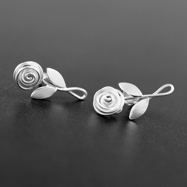 Sterling silver flower earring studs, cute floral jewelry | Emmanuela®