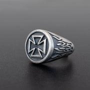 925 silver round cross ring for men, gothic jewelry gift | Emmanuela®