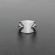 Handmade 925 sterling silver 'Shield with arrows' ring for men Emmanuela - handcrafted for you
