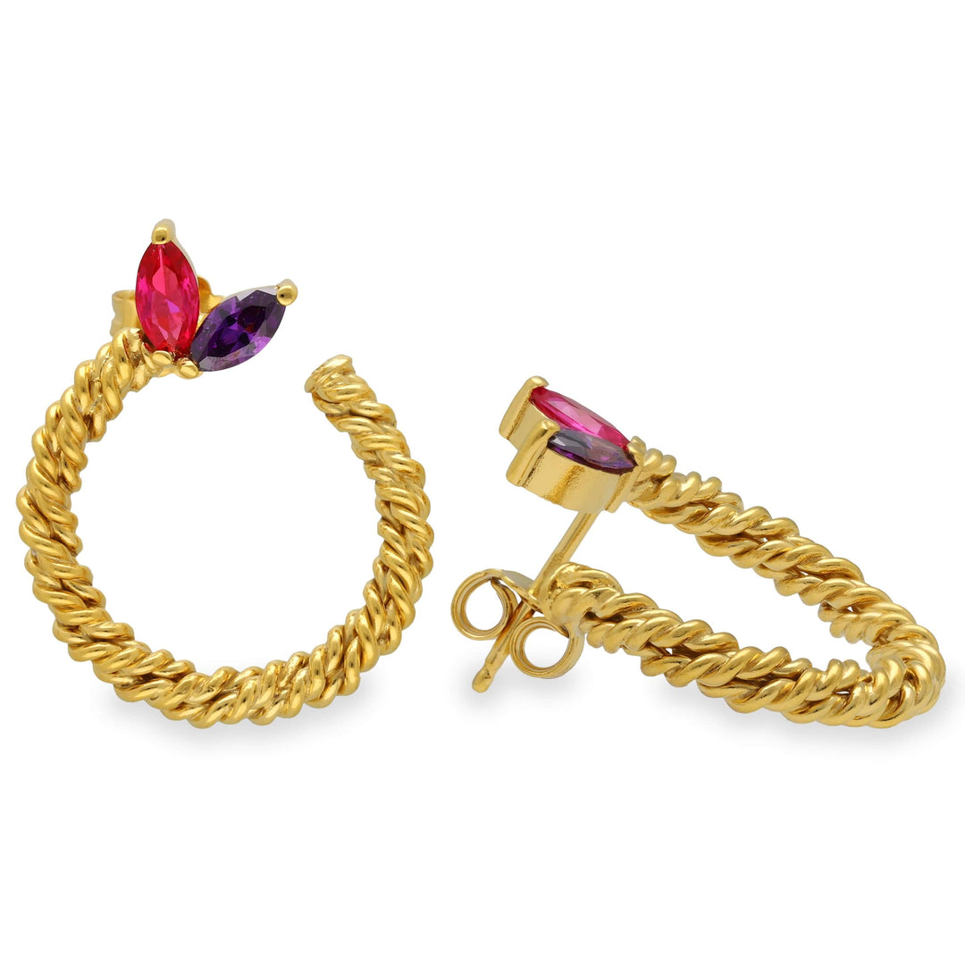 Pendientes de botón de alambre retorcido con circonita