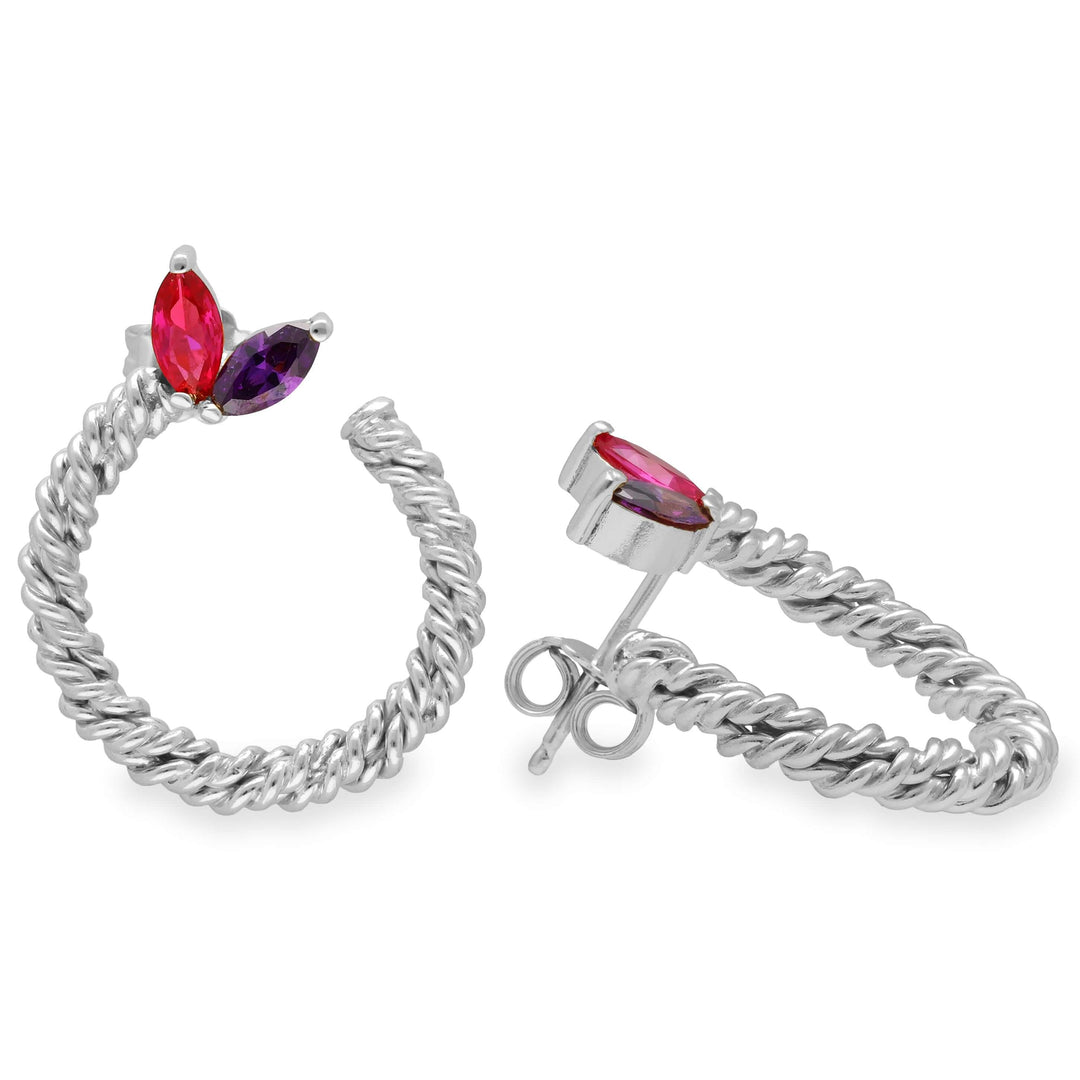 Pendientes de botón de alambre retorcido con circonita