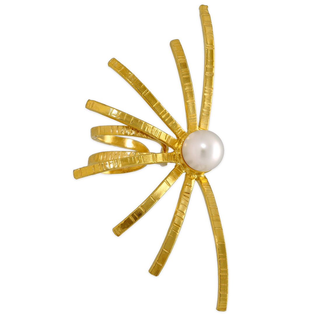 Cuff earring "spider" with pearl