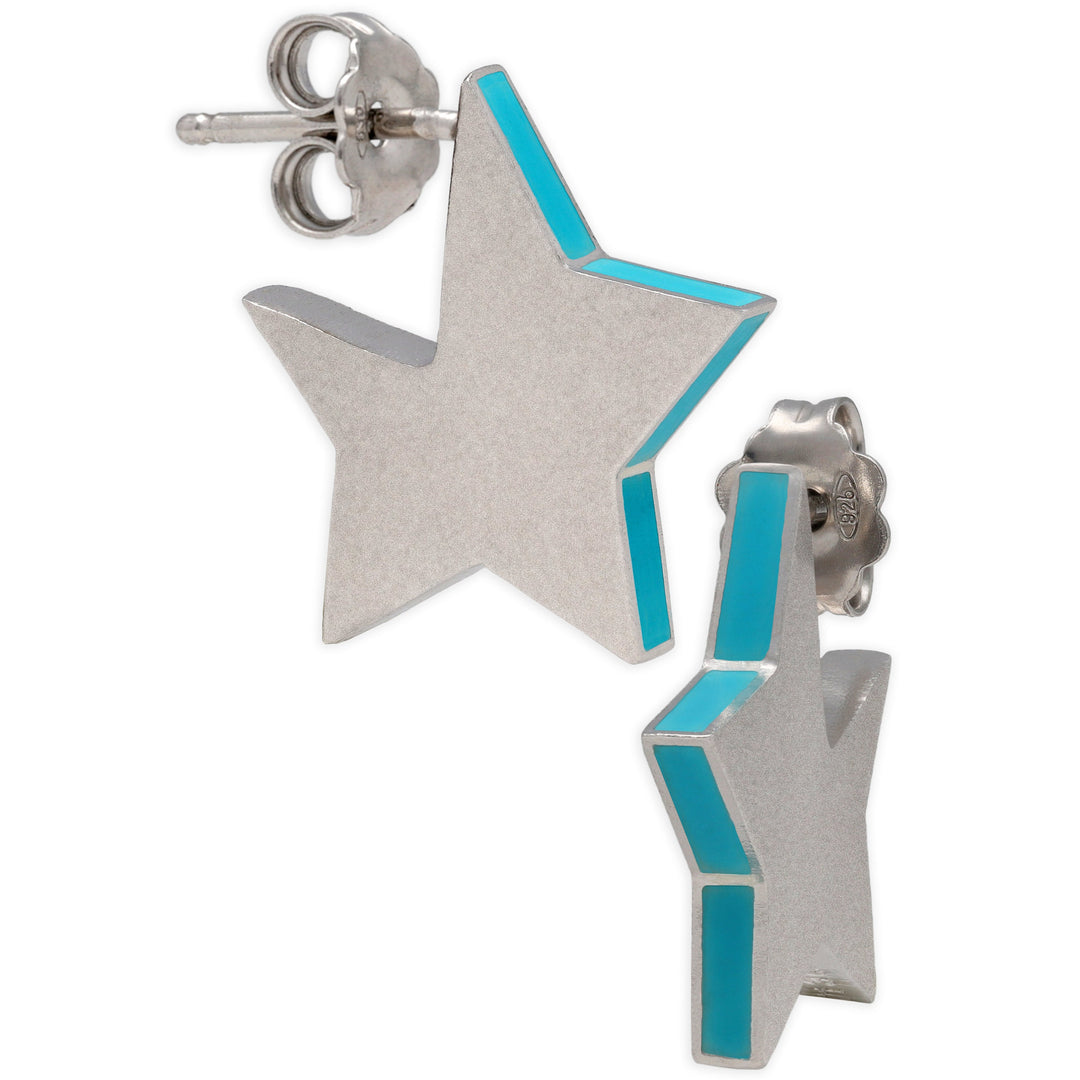 Stud earrings "stars" with enamel