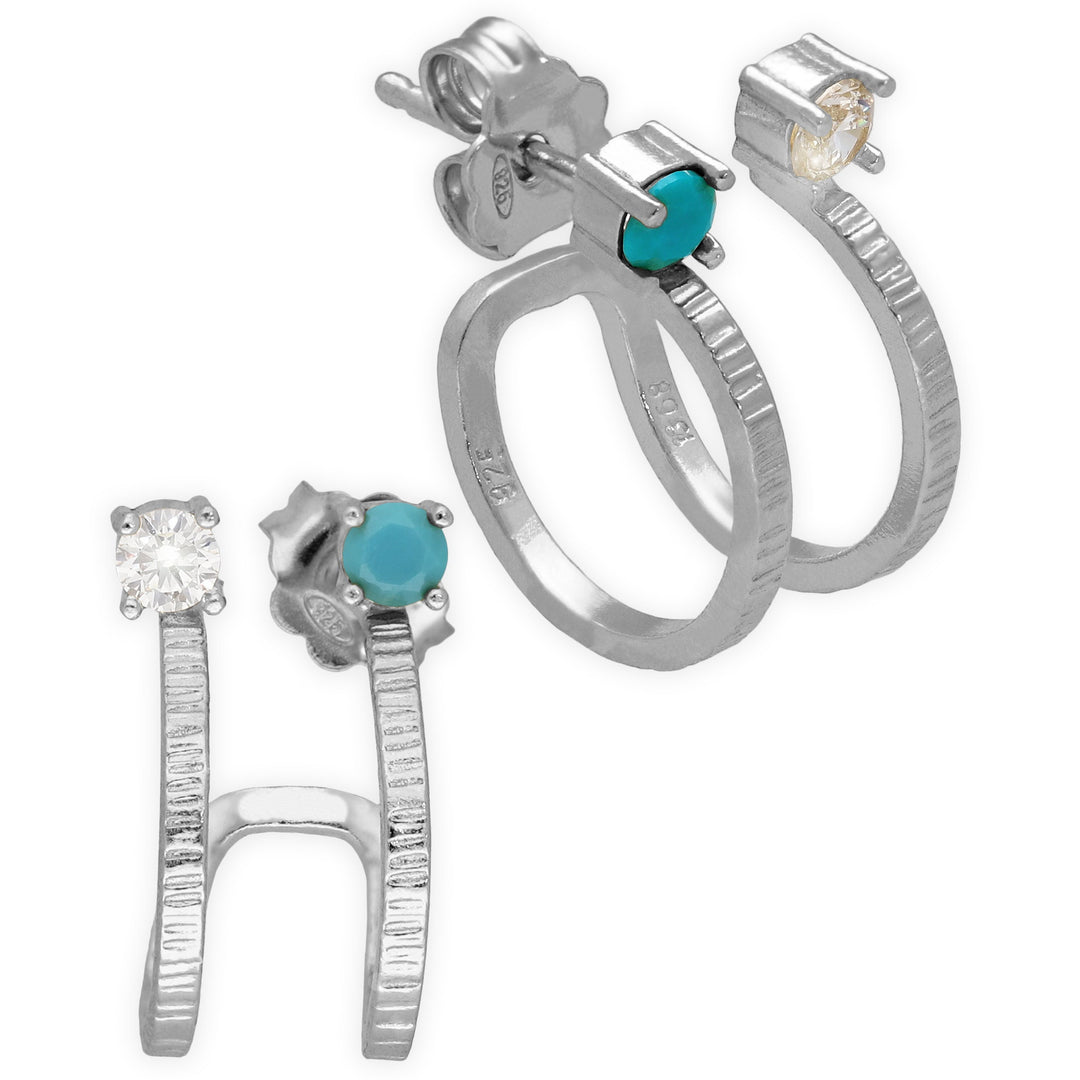 Double hoop earrings with zircons