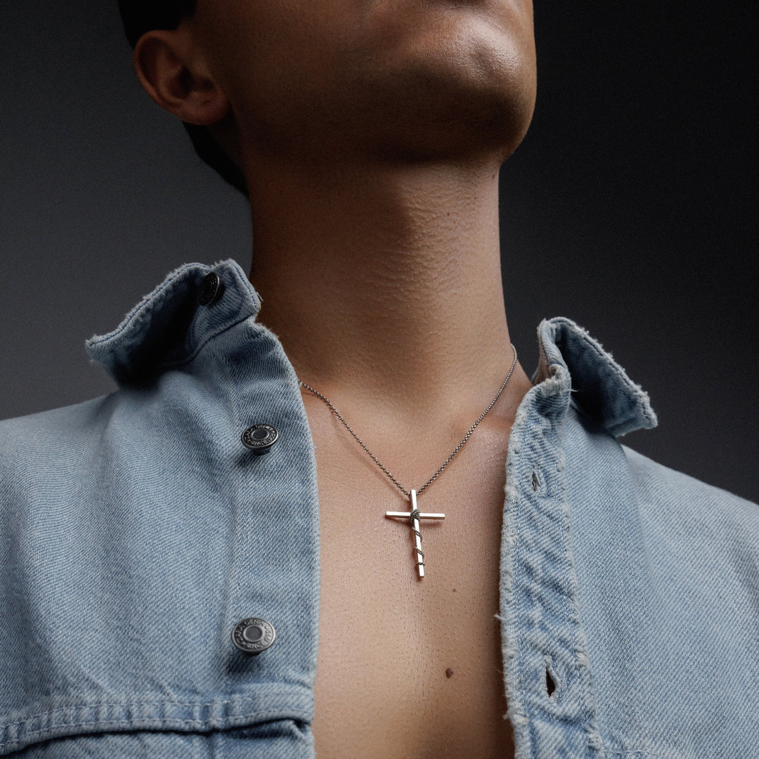 Twisted Wire Cross Pendant for Men