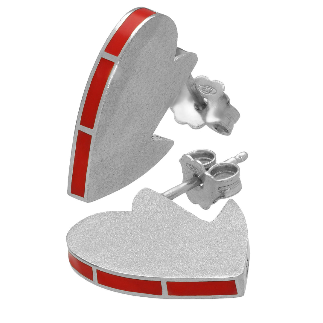 Stud earrings "hearts" with enamel