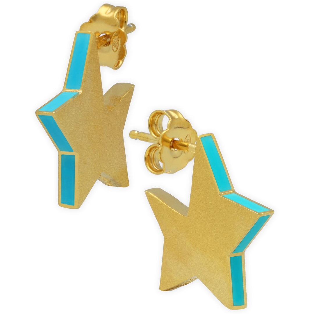 Stud earrings "stars" with enamel