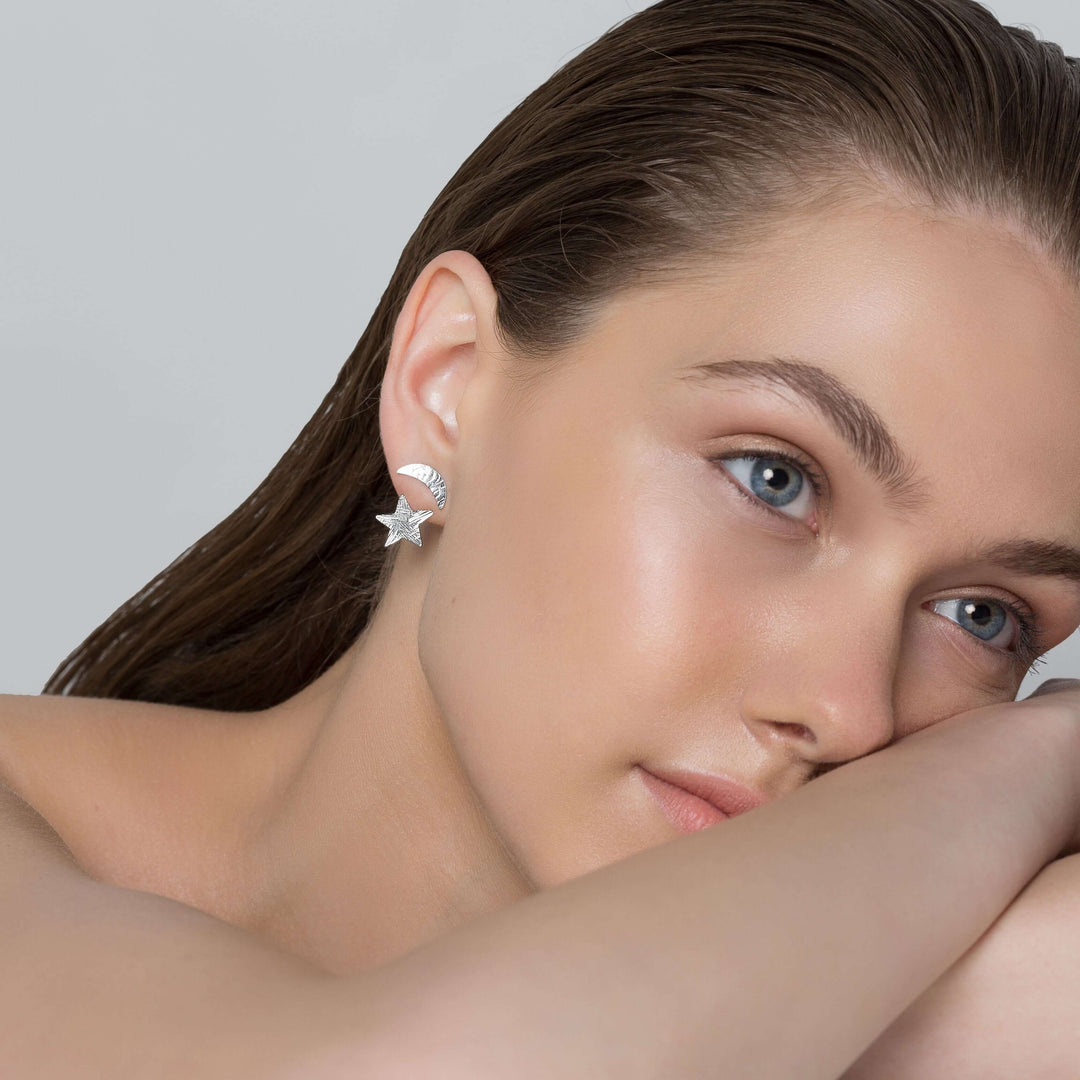 ジャケットイヤリング「星と月」