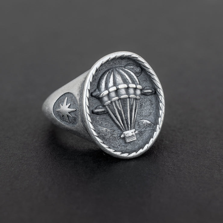 Handmade 925 sterling silver 'Air balloon' ring for men Emmanuela - handcrafted for you