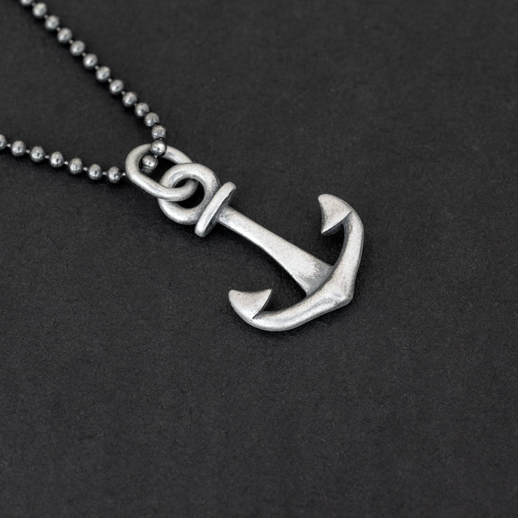 Sterling silver anchor necklace for men | Emmanuela® nautical jewelry