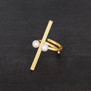 Handmade 925 sterling silver Bar ring with pearls Emmanuela - handcrafted for you