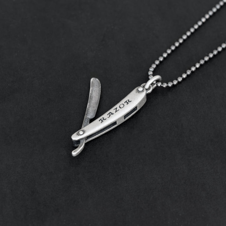 Handmade 925 sterling silver 'Barber's Blade' necklace for men Emmanuela - handcrafted for you
