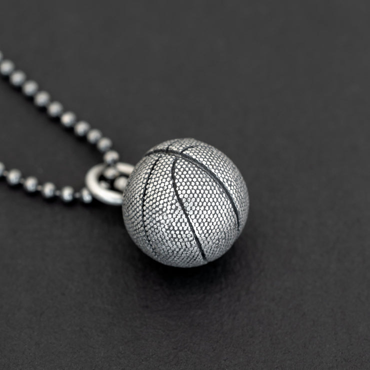 Handmade 925 sterling silver 'Basketball' necklace for men Emmanuela - handcrafted for you