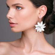 Big sterling silver dangle flower earrings, chunky jewelry | Emmanuela®