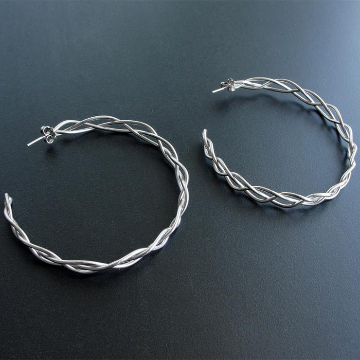 Big hoop earrings, unusual handmade sterling silver jewelry by Emmanuela®