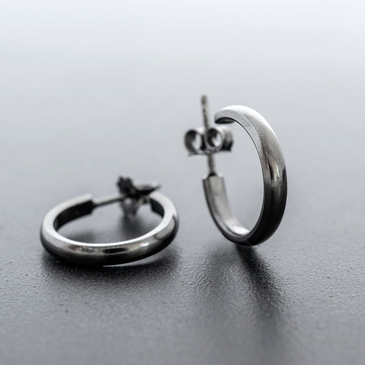 Handmade 925 sterling silver Black hoop earrings Emmanuela - handcrafted for you