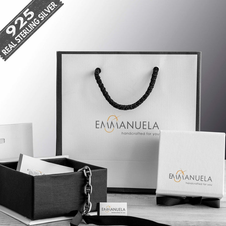 Handmade 925 sterling silver Black hoop earrings Emmanuela - handcrafted for you