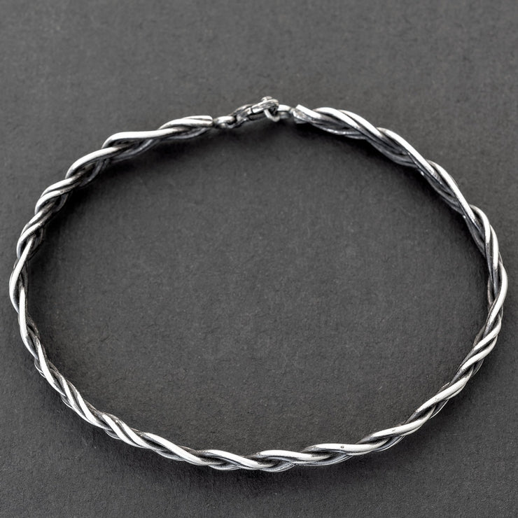 Handmade 925 sterling silver Braided silver bracelet for men Emmanuela - handcrafted for you