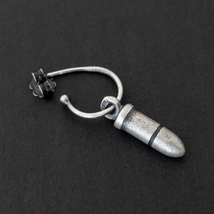 Handmade 925 sterling silver 'Bullet' earring for men Emmanuela - handcrafted for you