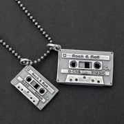 Handmade 925 sterling silver 'Cassette tape' necklace for men Emmanuela - handcrafted for you