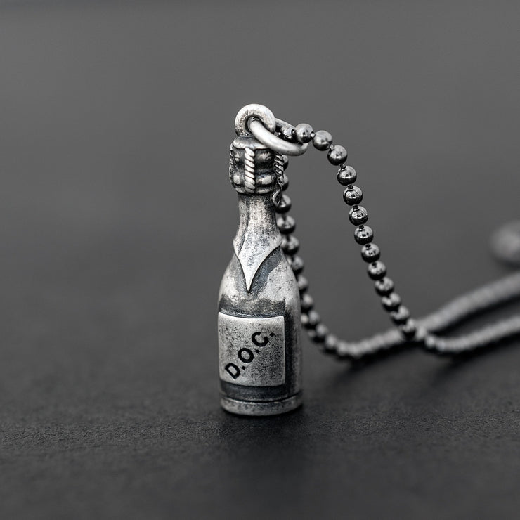 925 sterling silver bottle necklace for men, gift for him | Emmanuela®