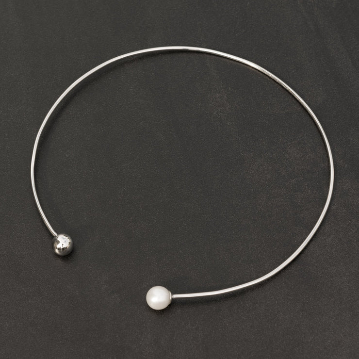 Handmade 925 sterling silver Choker necklace with pearl Emmanuela - handcrafted for you