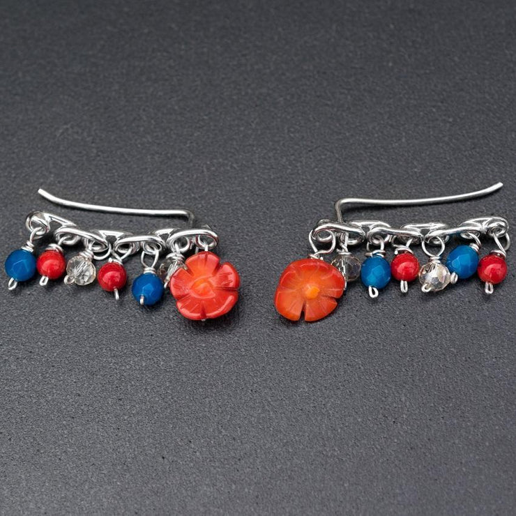 Handmade 925 sterling silver Colorful ear climbers Emmanuela - handcrafted for you