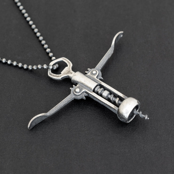 Handmade 925 sterling silver 'Corkscrew' necklace for men Emmanuela - handcrafted for you