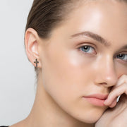 Unusual sterling silver cross earring studs, edgy jewelry | Emmanuela®