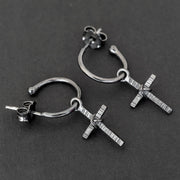 Handmade 925 sterling silver 'Cross' hoop earrings Emmanuela - handcrafted for you