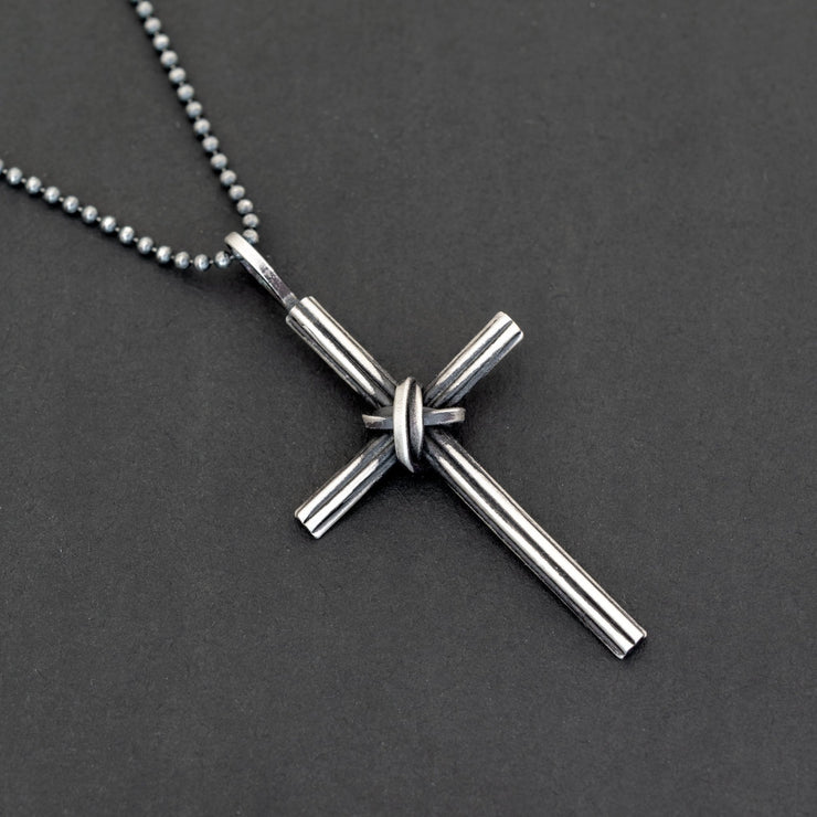 Men's Fine Silver Plain Cross Necklace - Jewelry1000.com