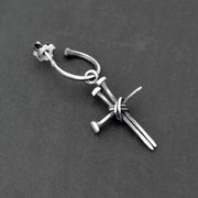 Handmade 925 sterling silver 'Cross of nails' earring for men Emmanuela - handcrafted for you