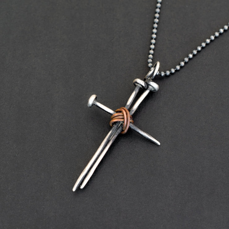 Handmade 925 sterling silver 'Cross of nails' necklace Emmanuela - handcrafted for you