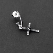Handmade 925 sterling silver 'Cross on hoop' earring for men Emmanuela - handcrafted for you